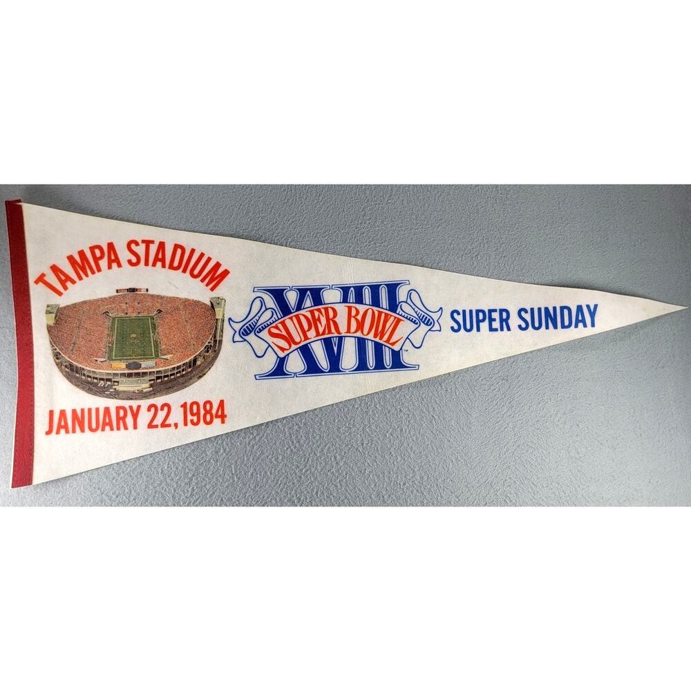 Super Bowl XVIII Tampa Stadium Pennant 1984 NFL Raiders Redskins Vintage